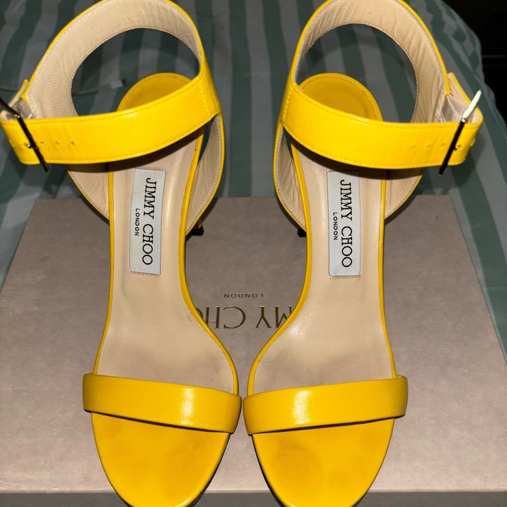 Jimmy choo yellow sandal, 100 MM
